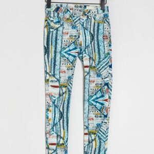 Rag & Bone Mid-Rise Multicolored Printed Patterned Skinny Jeans